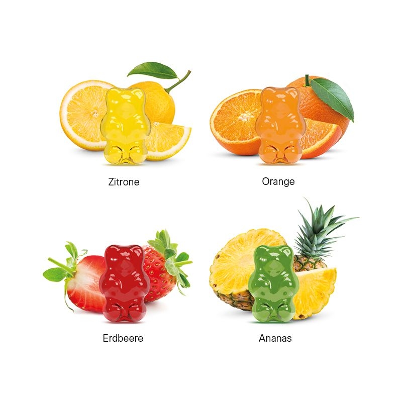 JG10063-1Tetraeder 15g_ Fruchtgummi Standardformen_ Premium-Baerchen_ weisse Folie