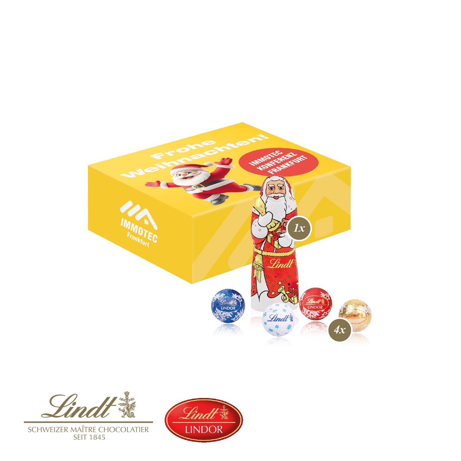 CD95570-01Santa Werbebox mit Lindt Minis und Nikolaus_ Lindt Weihnachts-Mix
