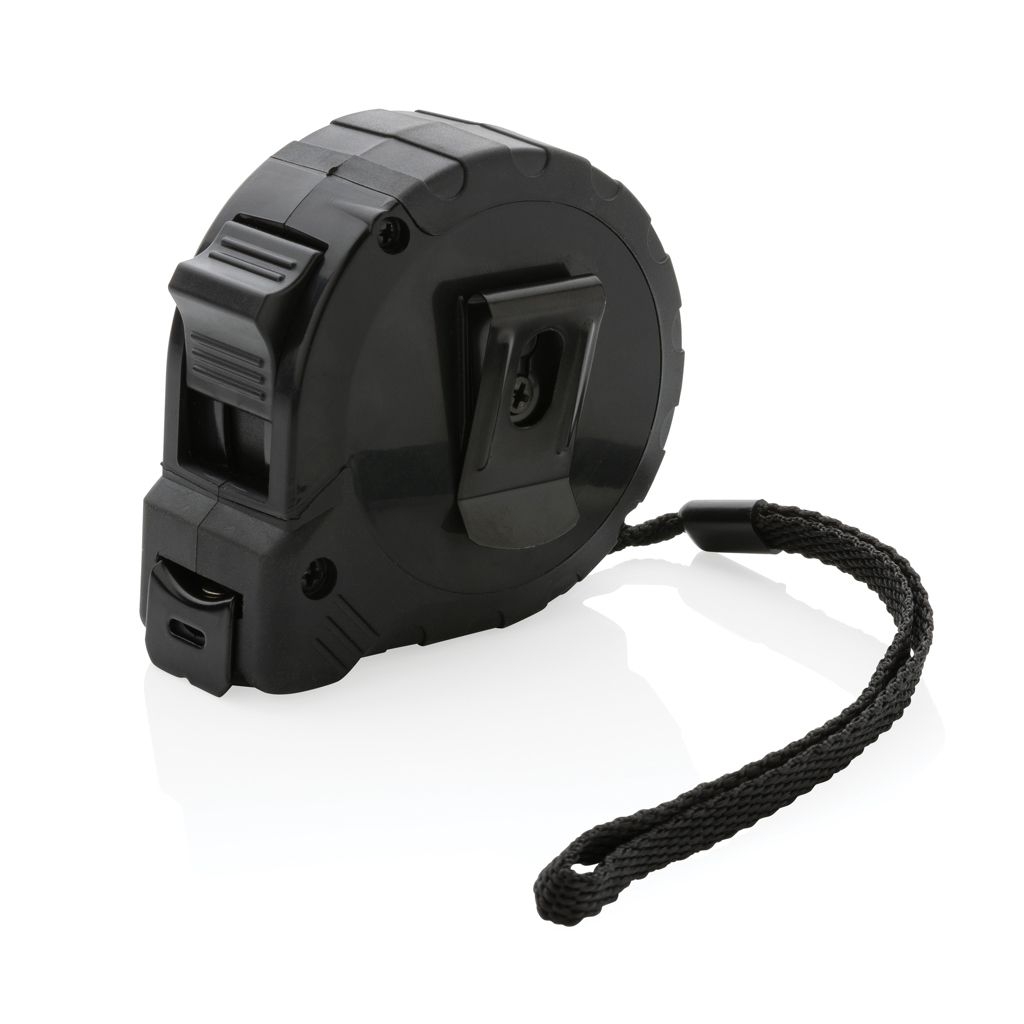 XDP112_13-15m_19mm Massband mit Stop-Taste aus RCS recycelt. Kunststoff_ schwarz