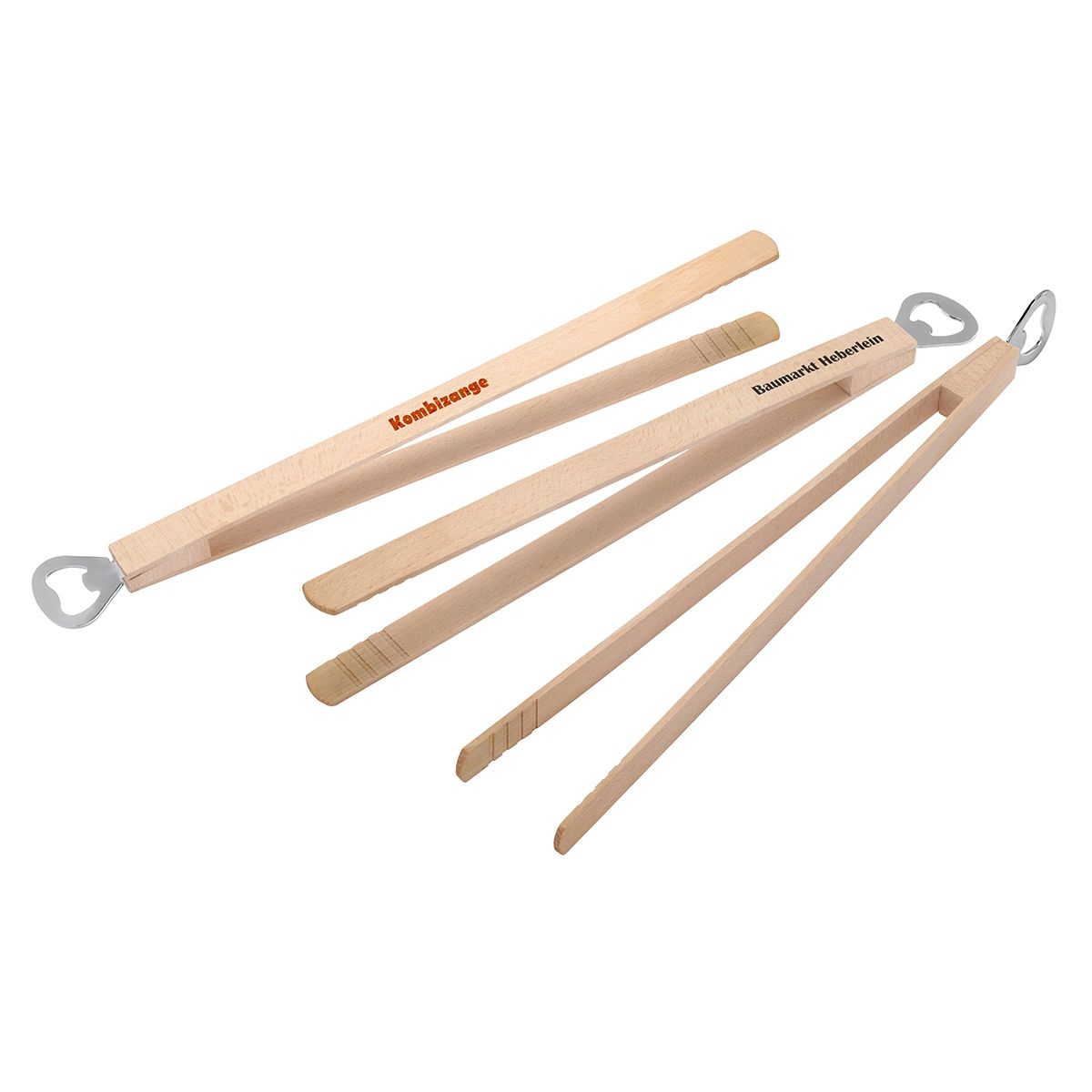 HE8147Grillzange Holz mit Flaschenoeffner