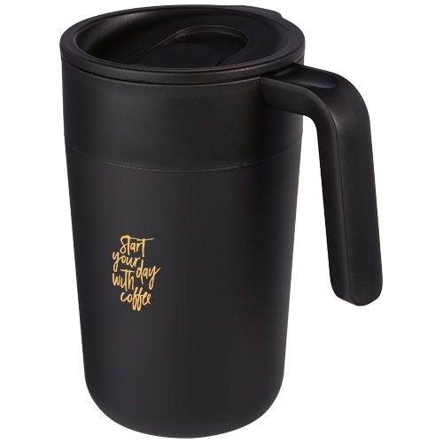 PF100731-5Nordia 400 ml doppelwandiger Becher aus Recyclingmaterial_ schwarz