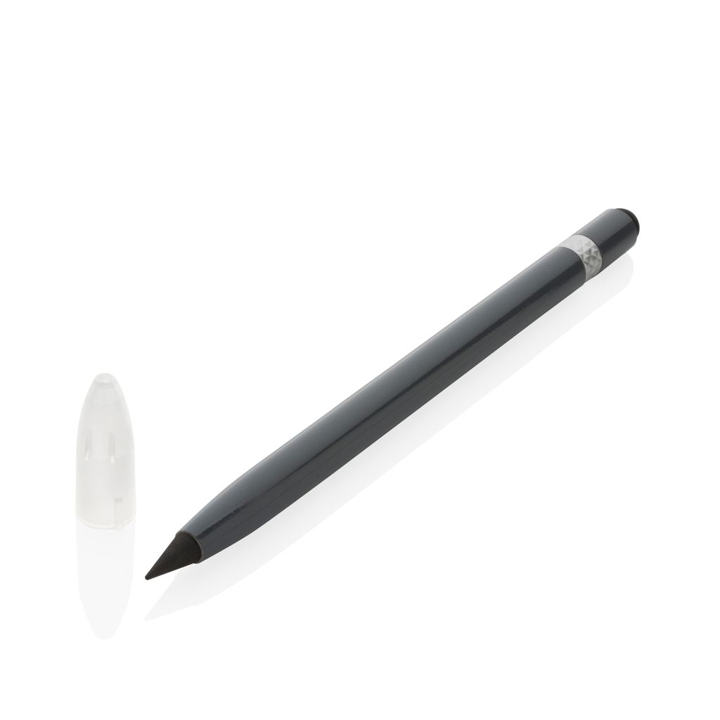 XDP611.12-2Tintenloser Stift aus Aluminium mit Radiergummi_ grau