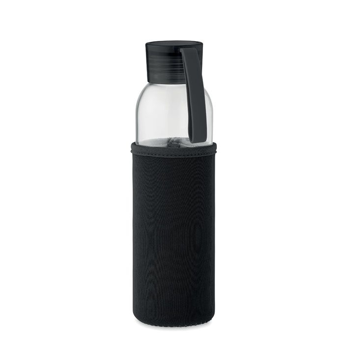 MO2089-03Ebor Flasche recyceltes Glas 500 ml_ schwarz
