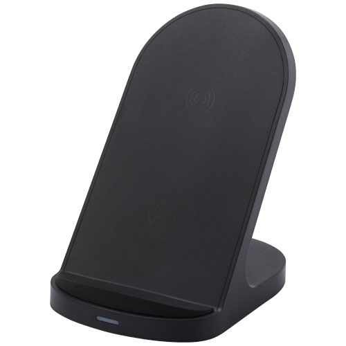 PF124340-1Loop kabellose Ladestation mit 15W Doppelspule aus recyceltem RCS Kunststoff_ schwarz