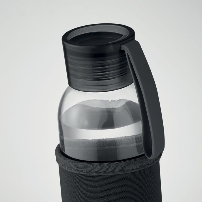 MO2089-03Ebor Flasche recyceltes Glas 500 ml_ schwarz