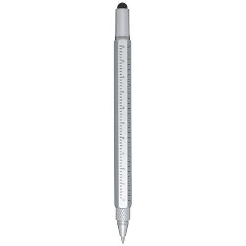 PF107908-1Dora Multifunktionsstift aus recyceltem Aluminium _schwarze Mine_ silber