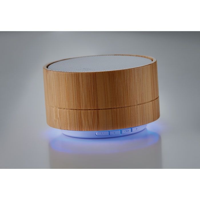 MO9609-06Sound Bamboo Runder wireless Lautsprecher_ weiss
