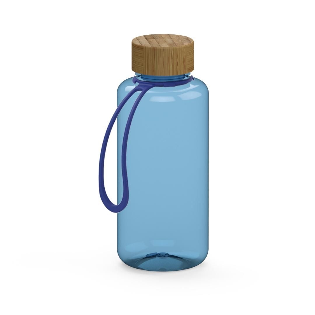 EL01250-6Trinkflasche _Natural_ 1_0 l_ inkl. Strap_ transparent-blau_ blau