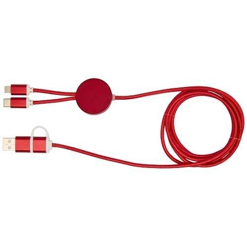 PF124425-1Alasia 150 cm 5-in-1 Kabel aus recyceltem Kunststoff fuer Datenuebertragung und 27W Schnellladung_ rot