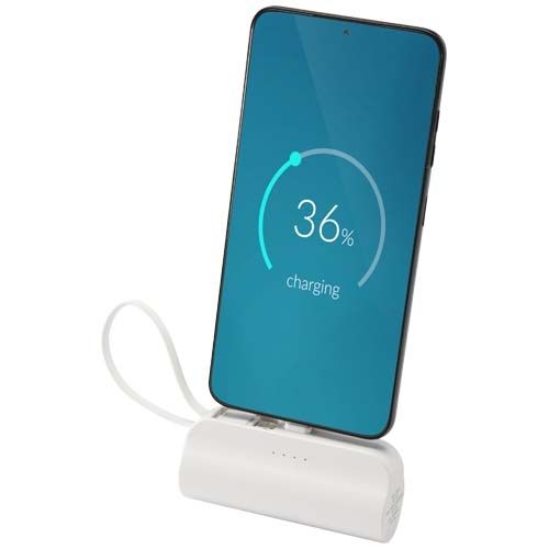 PF124472-1Alnair 10 W 5000 mAh Typ C Powerbank aus recyceltem Kunststoff mit integriertem Klappstaender und 2 i