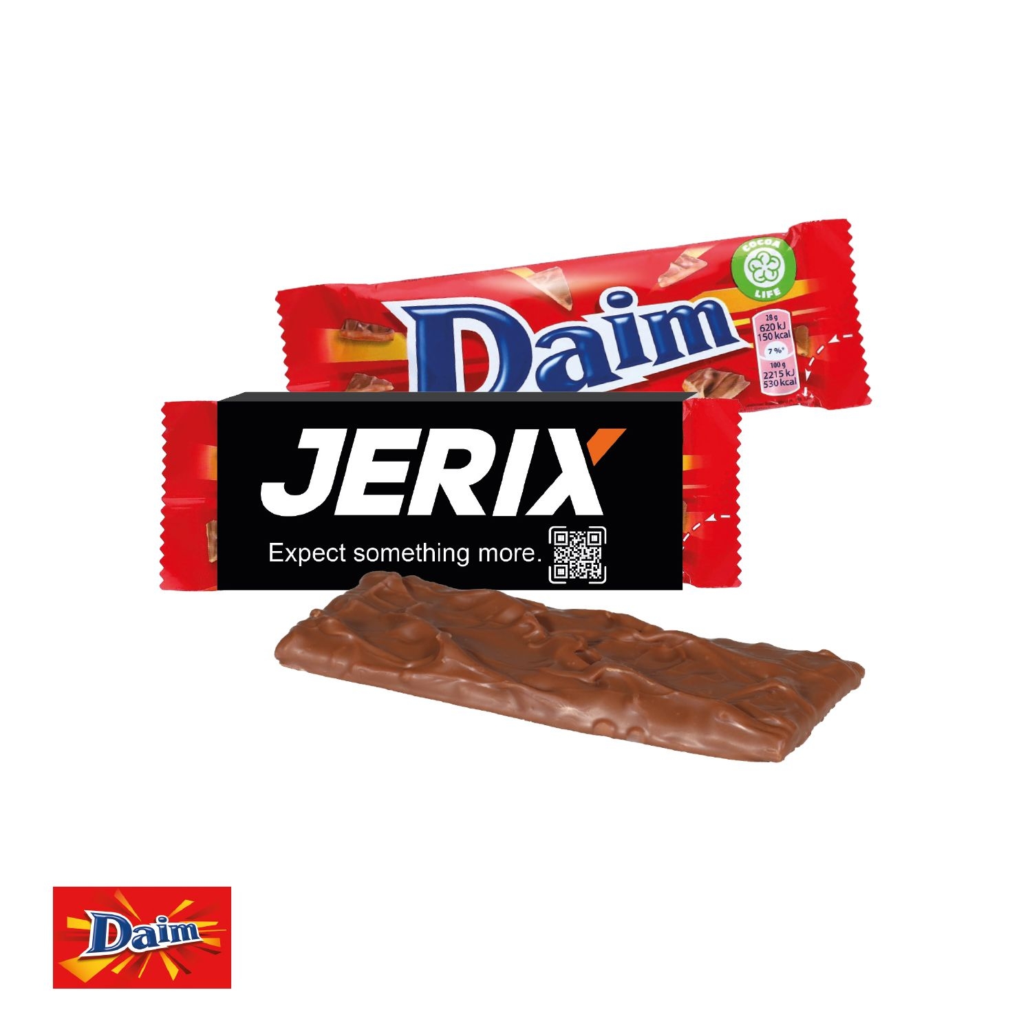 CD91586-01Daim Riegel mit Werbebanderole_ Daim Riegel