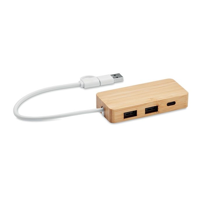 MO2143-40Hubbam 3 Port USB Hub_ holz