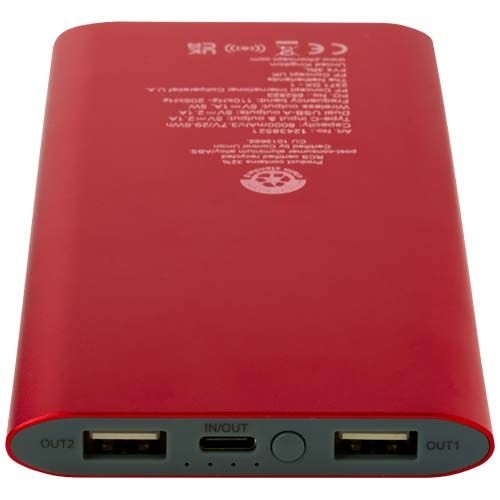PF124385-1Juice 8000 mAh Typ-C kabellose Powerbank aus recyceltem Aluminium_ rot