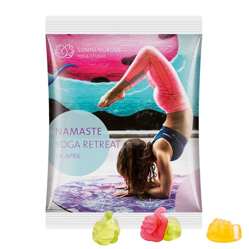 JG10064-13Maxituete 50 g Trolli Fruchtgummi Standardformen_ Like-Daumen_ weisse Folie