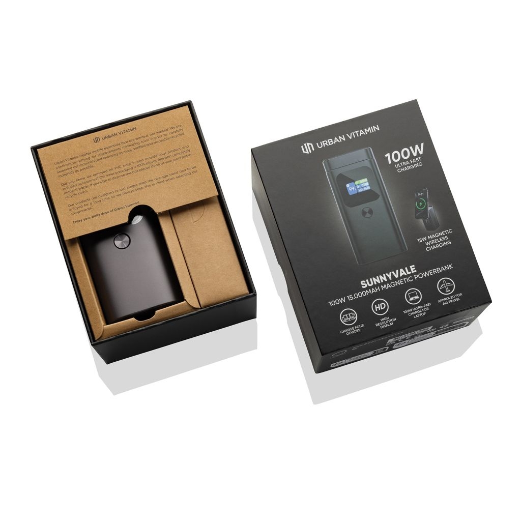 XDP322_77-02Urban Vitamin Sunnyvale 100W 15.000mAh magnetische Powerbank_ grau