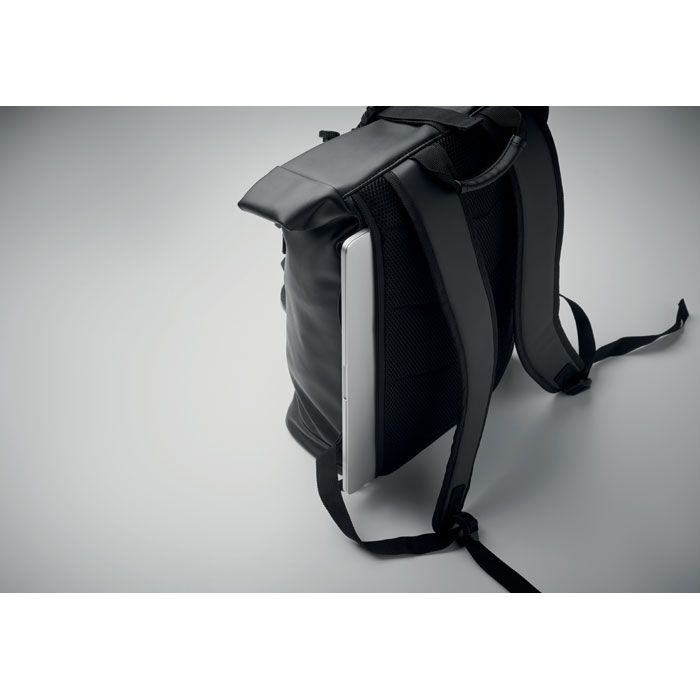 MO2230-03Bai Roll 15_ Rolltop-Rucksack PU_ schwarz