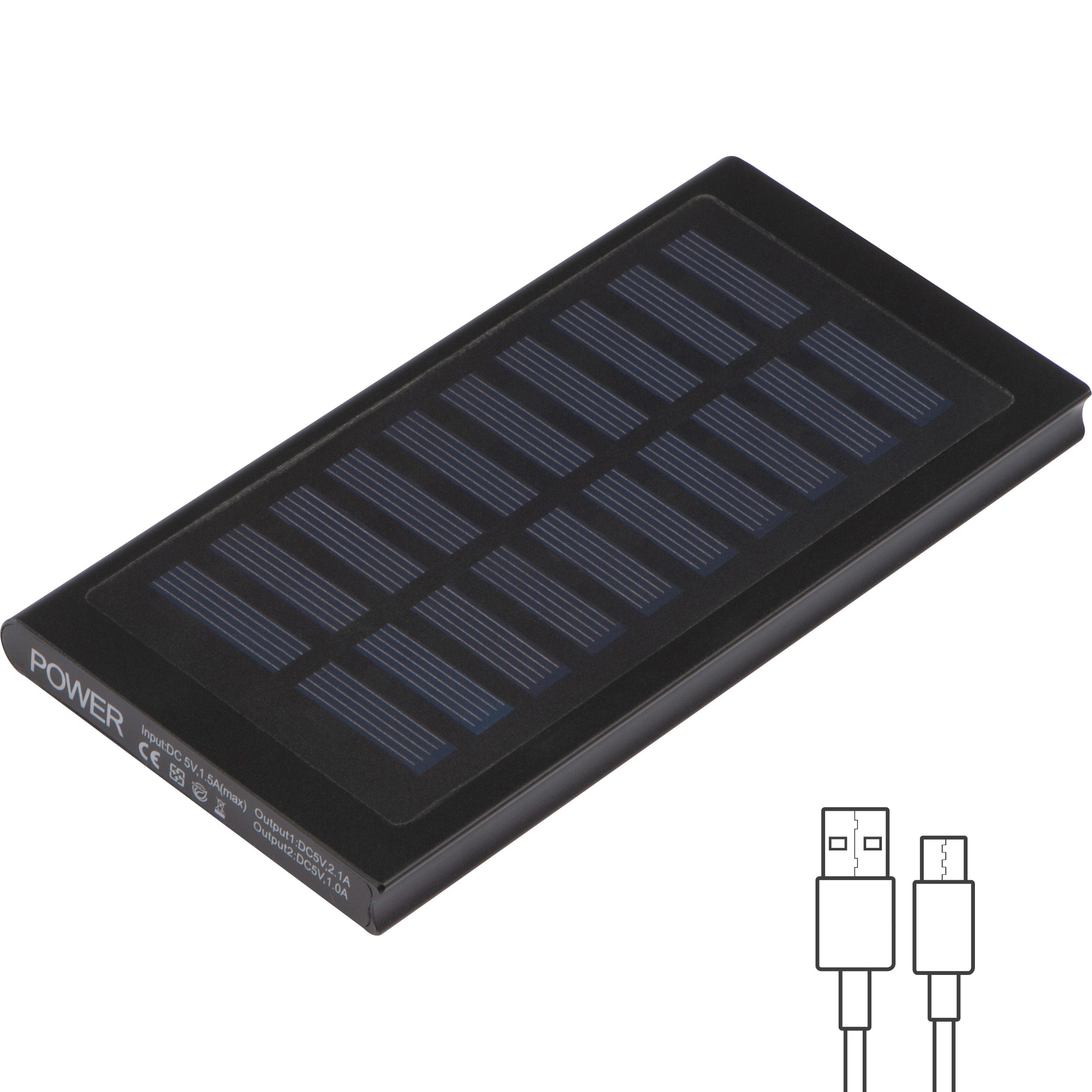 MA30824-03Solar Powerbank aus Metall 8.000mAh SAVERIO_ schwarz