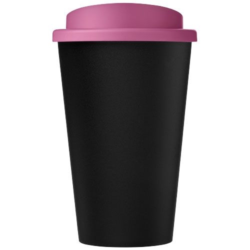 PF210422-5Americano® Eco 350 ml recycelter Becher_ schwarz_rosa