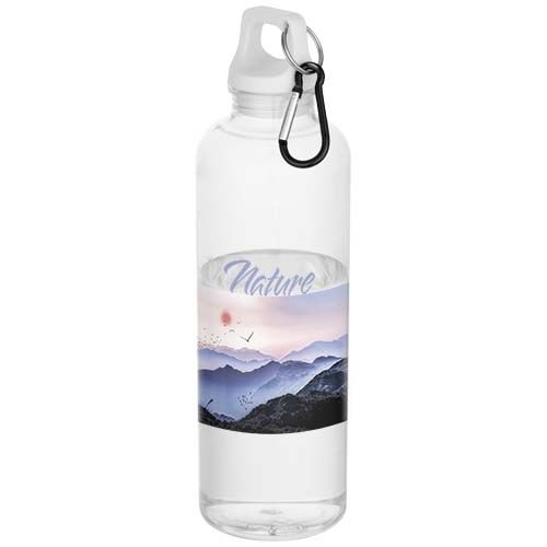 PF100877-1Oregon 750 ml RCS-zertifizierte Trinkflasche aus recyceltem Kunststoff mit Karabinerhaken_ weiss