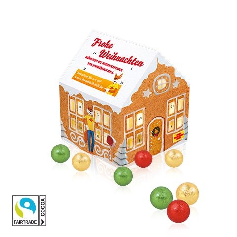 CD95186Adventskalender _Weihnachtshaus_ Classic mit Fairtrade® Schokolade