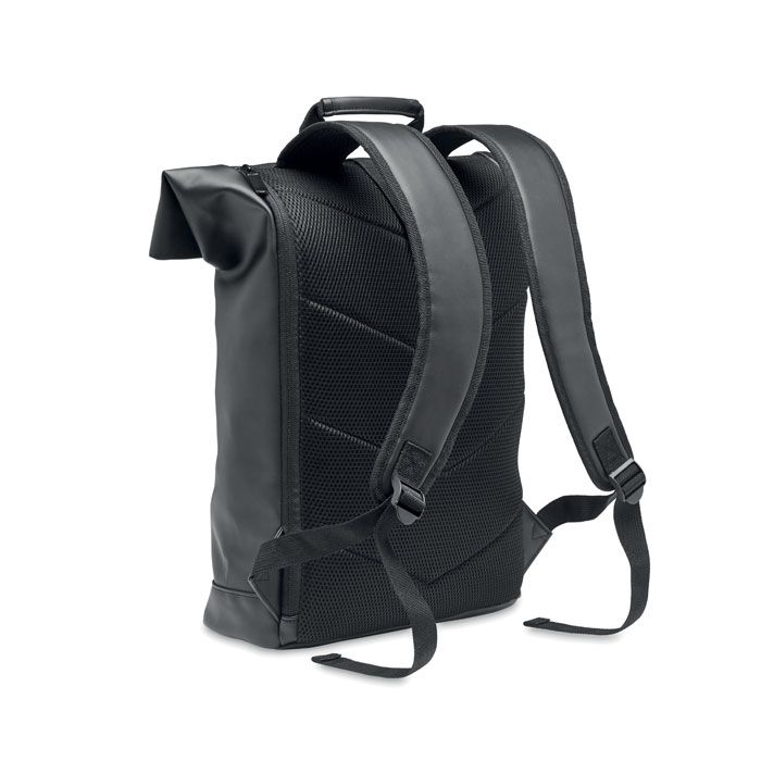 MO2230-03Bai Roll 15_ Rolltop-Rucksack PU_ schwarz