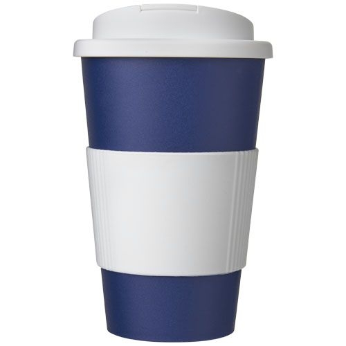 PF210696-16Americano® 350 ml Isolierbecher mit Schutzring _ auslaufsicherem Schraubverschluss_ blau_weiss