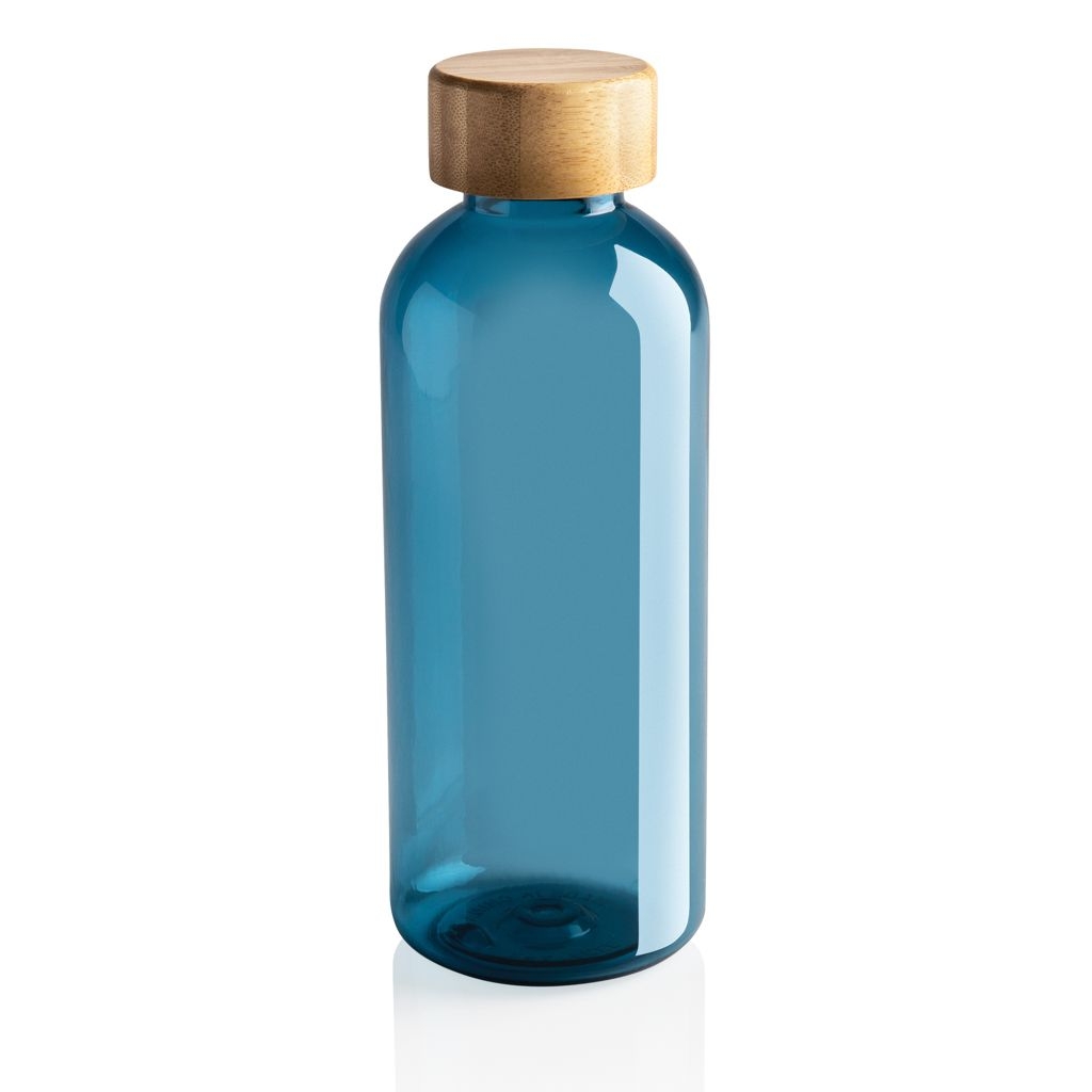 XDP433.09-5RCS rPET Flasche mit Bambus-Deckel_ blau