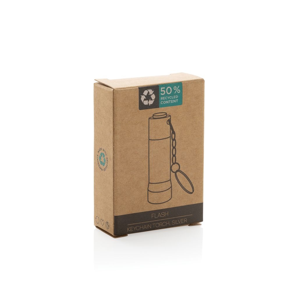 XDP514_04-02Flash Schluesselanhaenger-Taschenlampe aus RCS rec. Aluminium_ Silbergrau