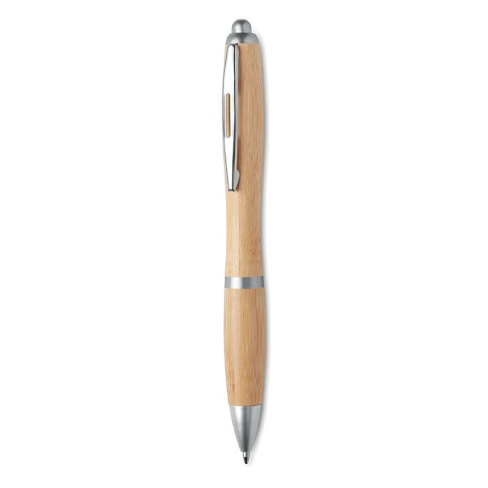 MO9485-16Rio Bamboo Druckkugelschreiber ABS_Bambus_ mattsilber