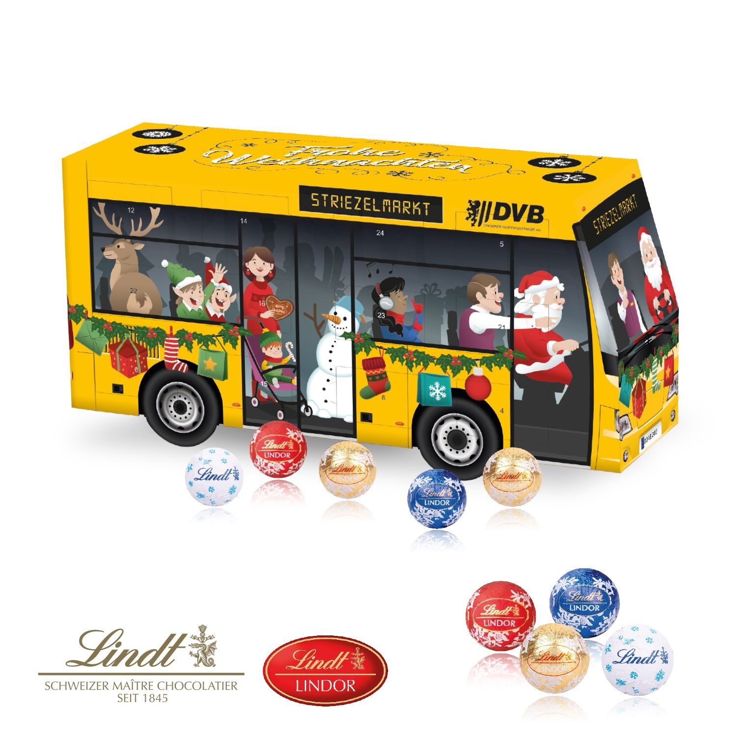 CD95313-013D Adventskalender _Bus_ mit Lindt Schokolade_ Motiv-Vorlage