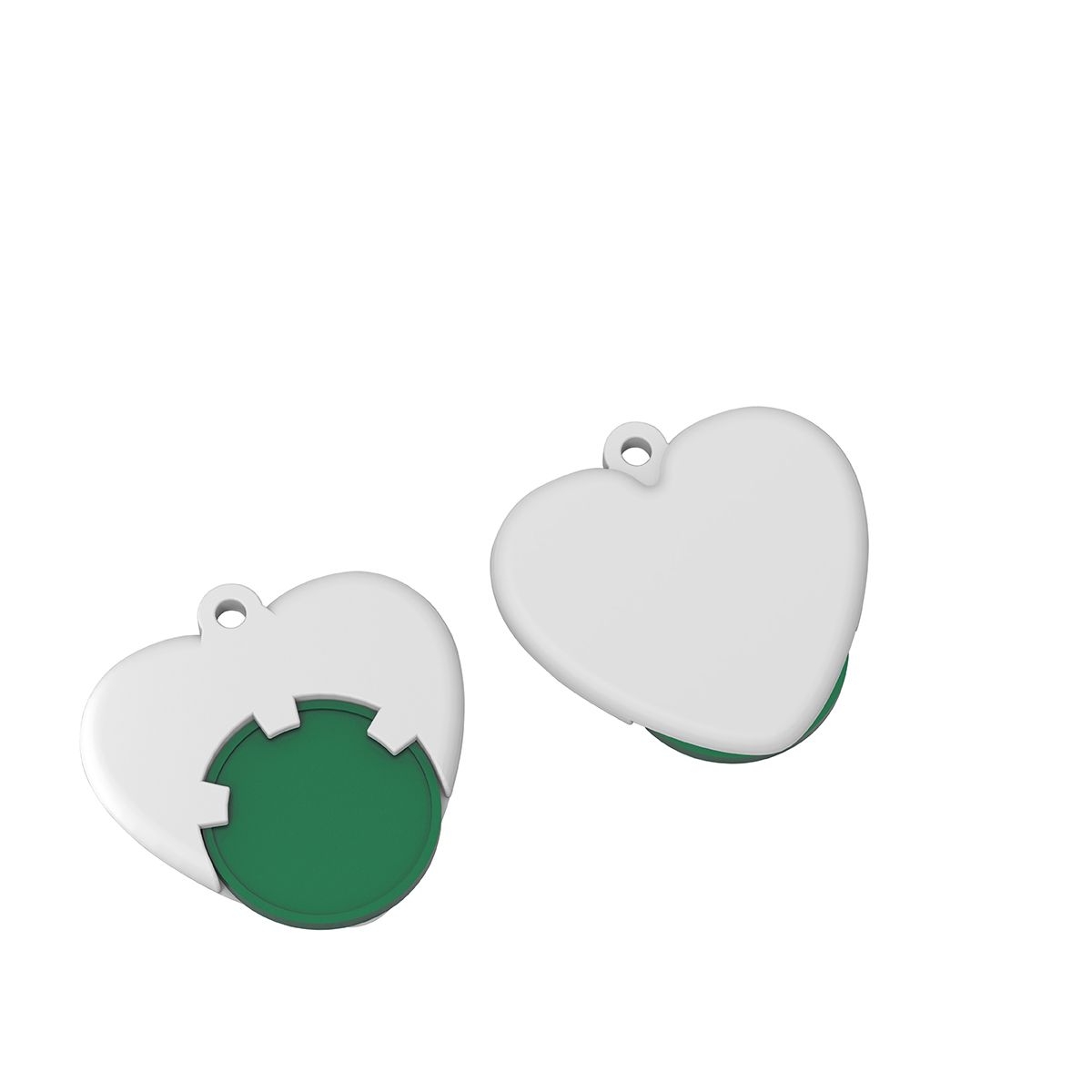 HE8652-2-0Chiphalter mit 1€-Chip _Herz_ gruen_ weiss