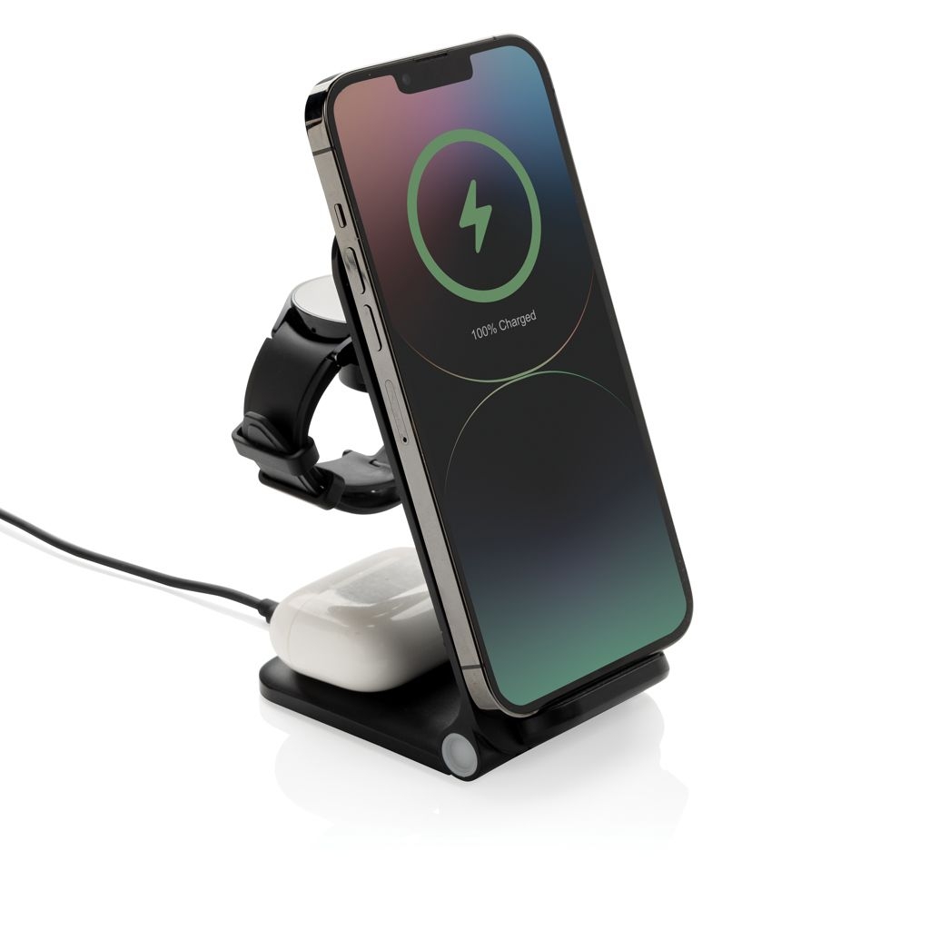 XDP309.06-01Powerpal 3-in-1 15W-Ladegeraet aus RCS recyceltem Kunststoff_ schwarz