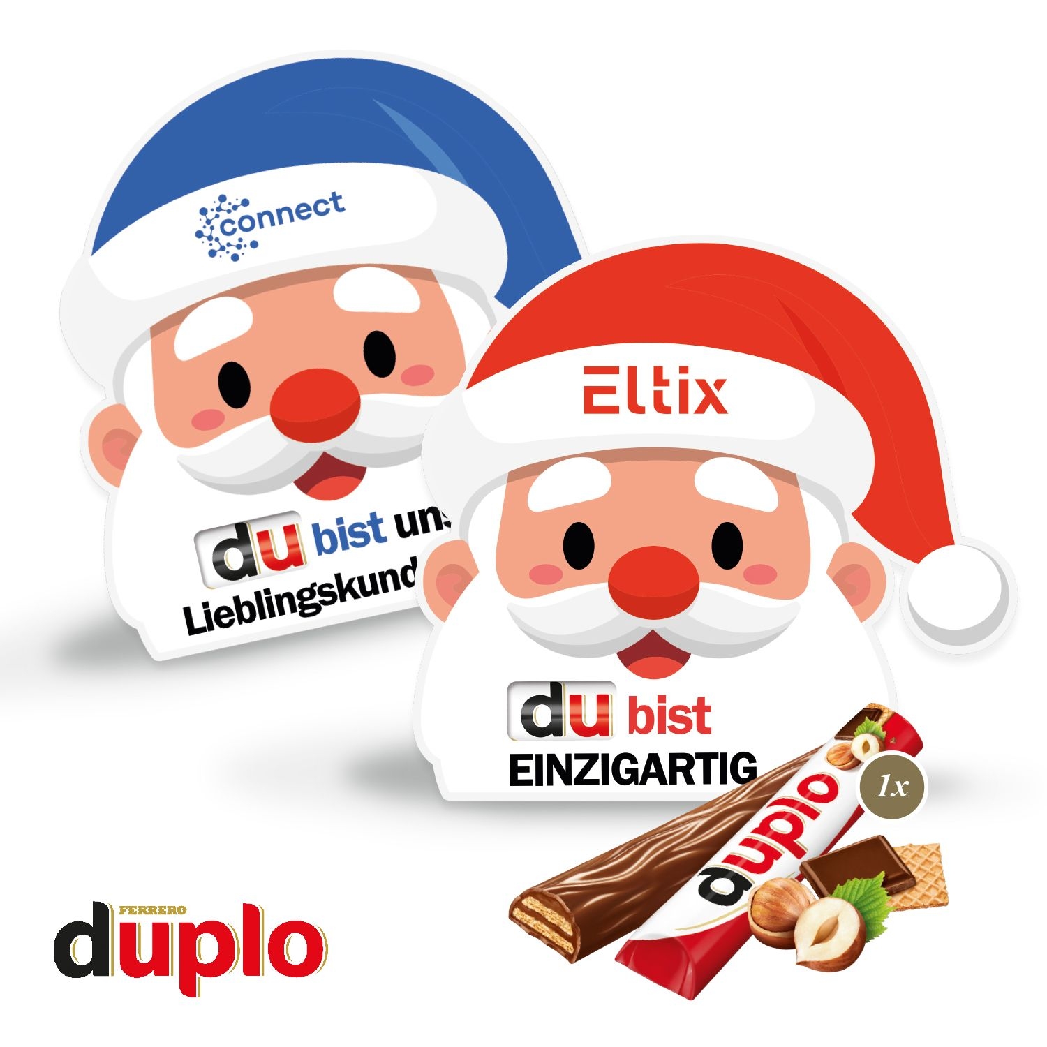 CD95605-01Werbekarte _Santa_ mit duplo_ duplo Riegel