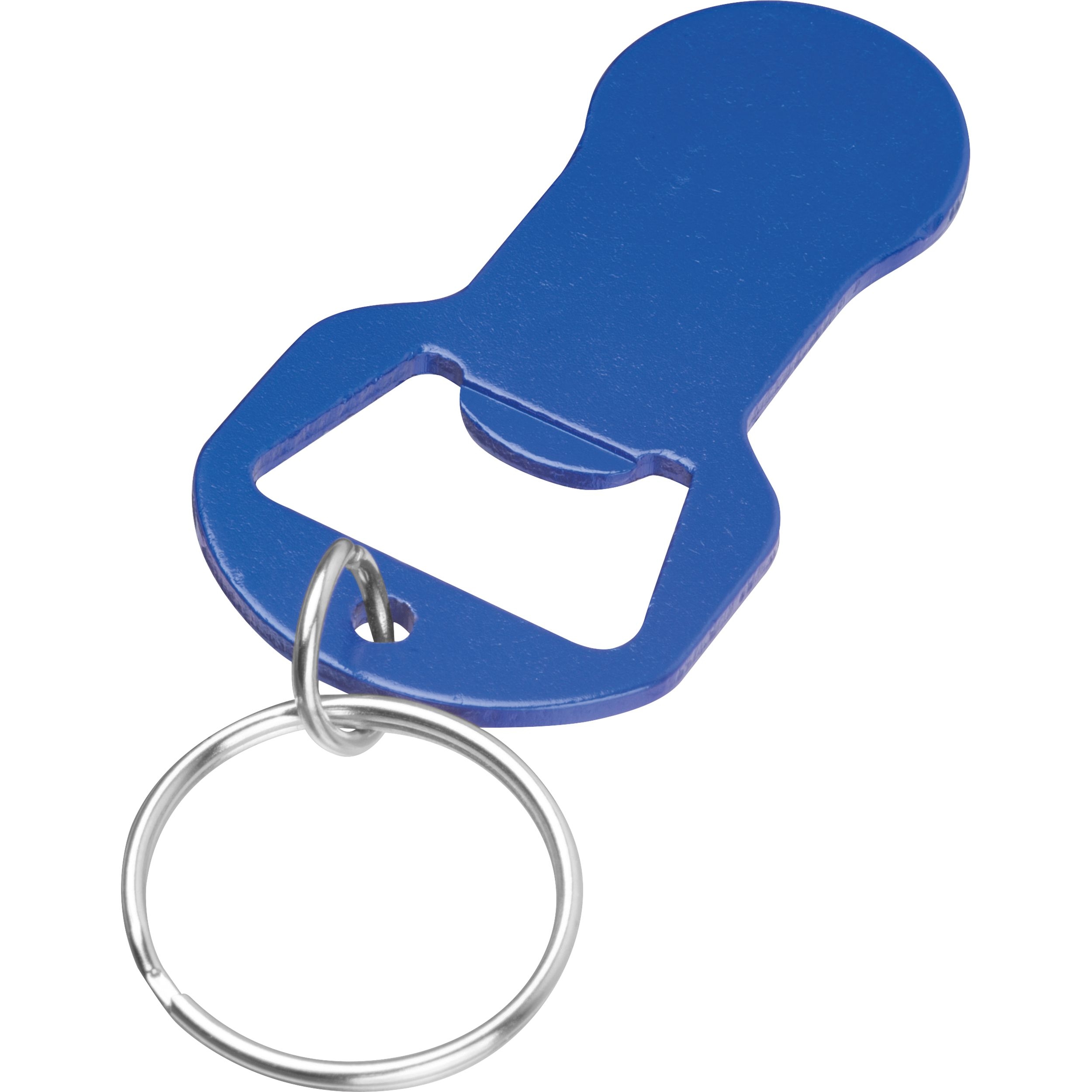 MA95445-04Recycelter Alu Schluesselanhaenger mit Einkaufswagenloeser und Flaschenoeffner OLIVER _ blau