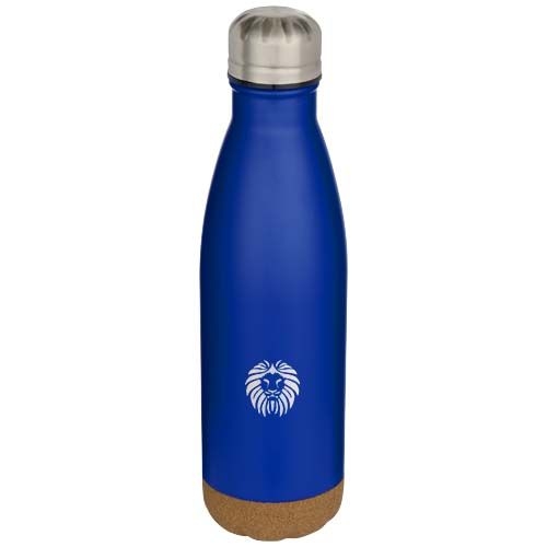 PF100892-2Cove 500 ml doppelwandige_ vakuumisolierte Trinkflasche aus Edelstahl mit Korkdetails_ royalblau