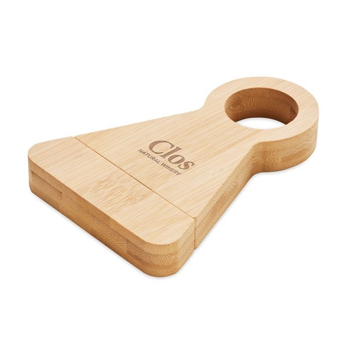 MO3104-40Standturn Flaschenhalter _ Oeffner Bambus_ holz