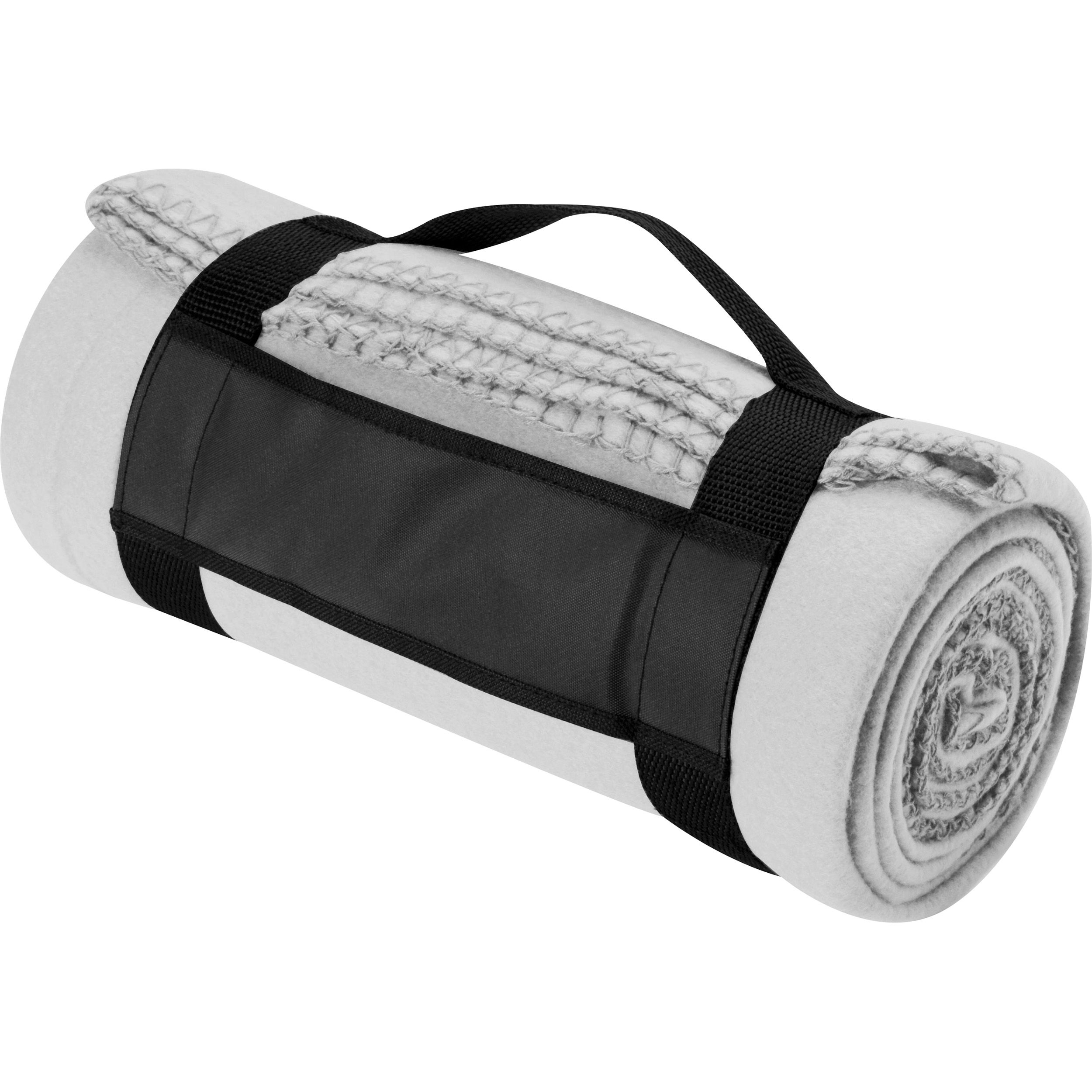 MA66902-06Fleecedecke mit Tragebanderole GIANFRANCO_ weiss