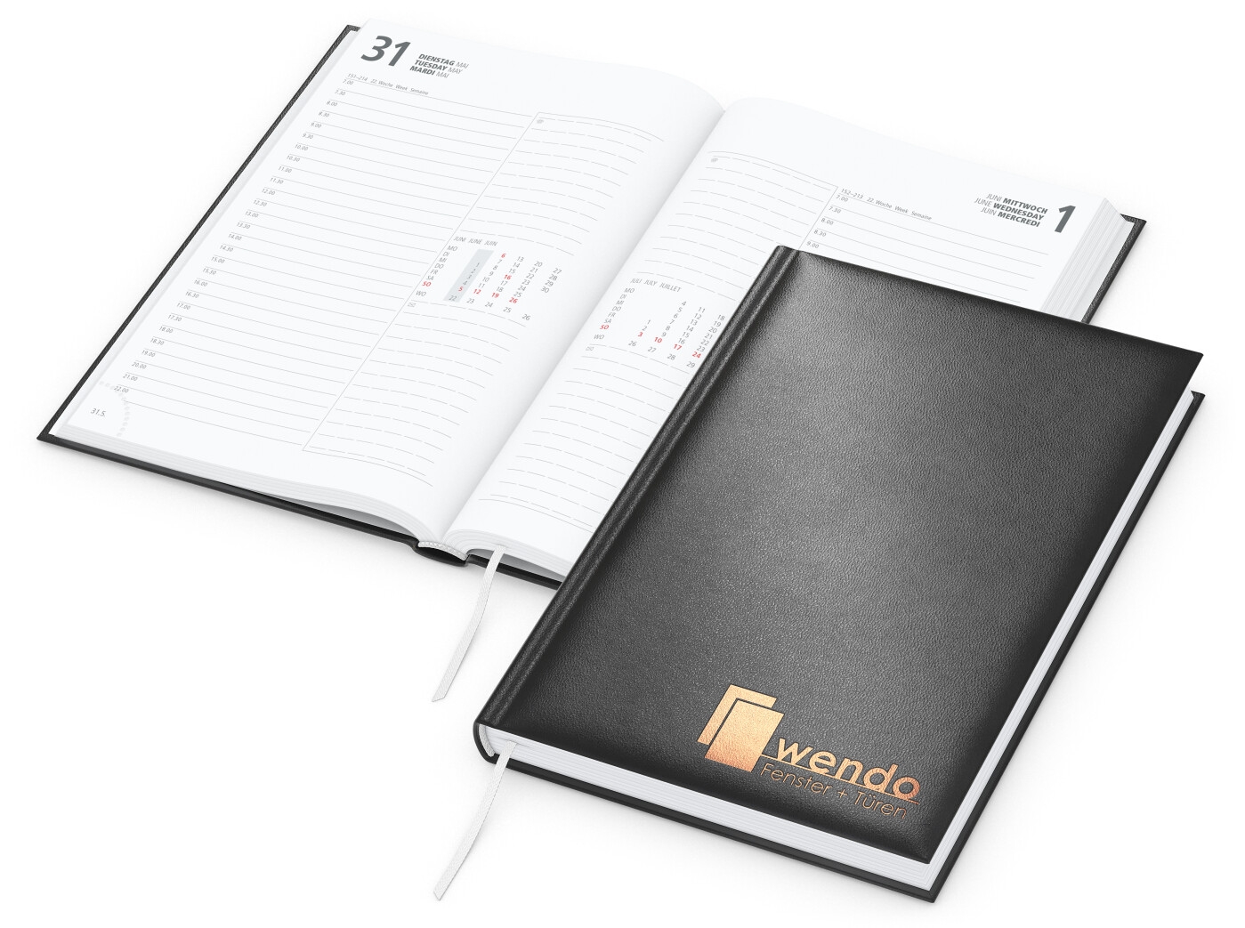 GE0020-SCKWerbeartikel Buchkalender Image_ schwarz_ Kupferpraegung