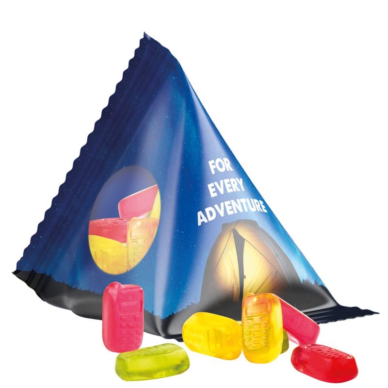 JG10063-6Tetraeder 15g_ Fruchtgummi Standardformen_ Handy_ transparente Folie