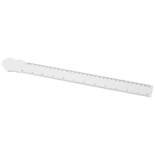 PF210466-1Tait 30 cm herzfoermiges Lineal aus Recycling-Kunststoff_ weiss