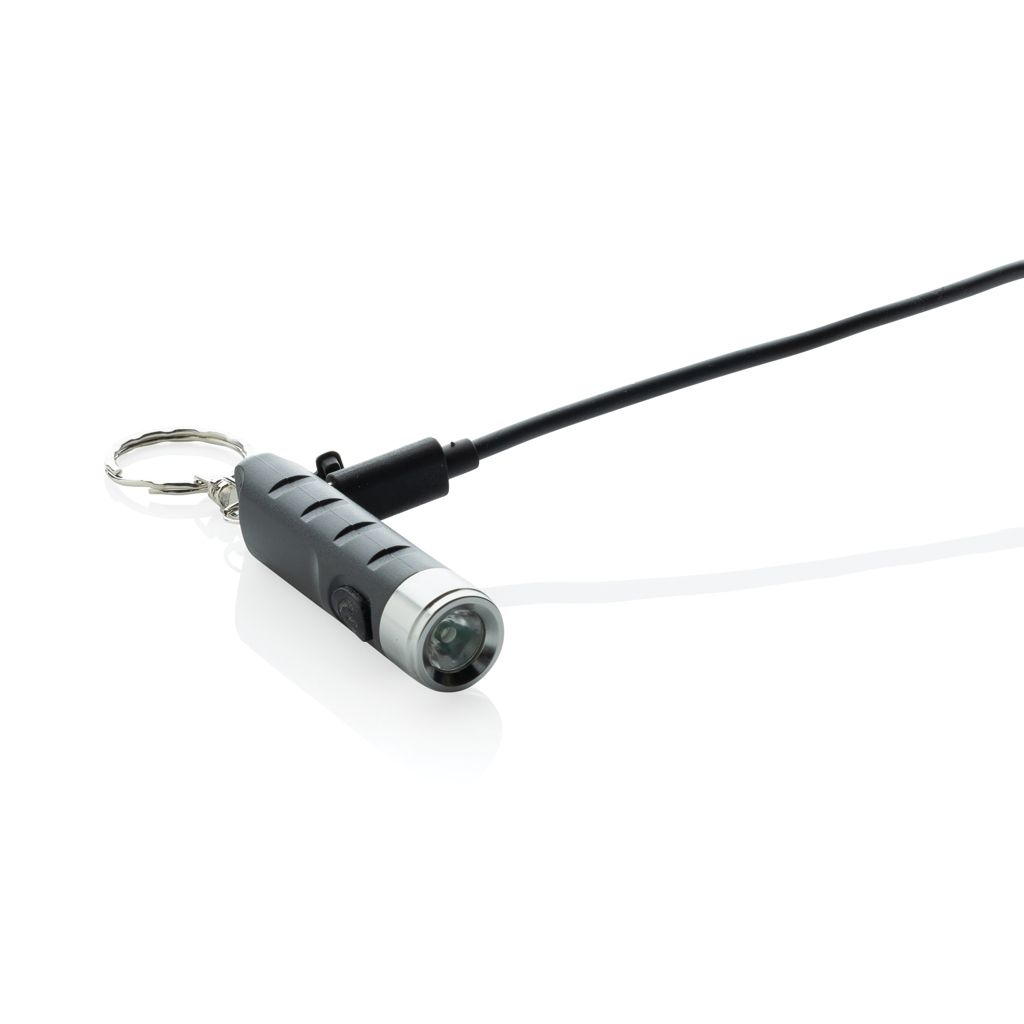 XDP514.02-01Globix USB Schluesselanhaenger-Taschenlampe aus RCS rABS_ schwarz