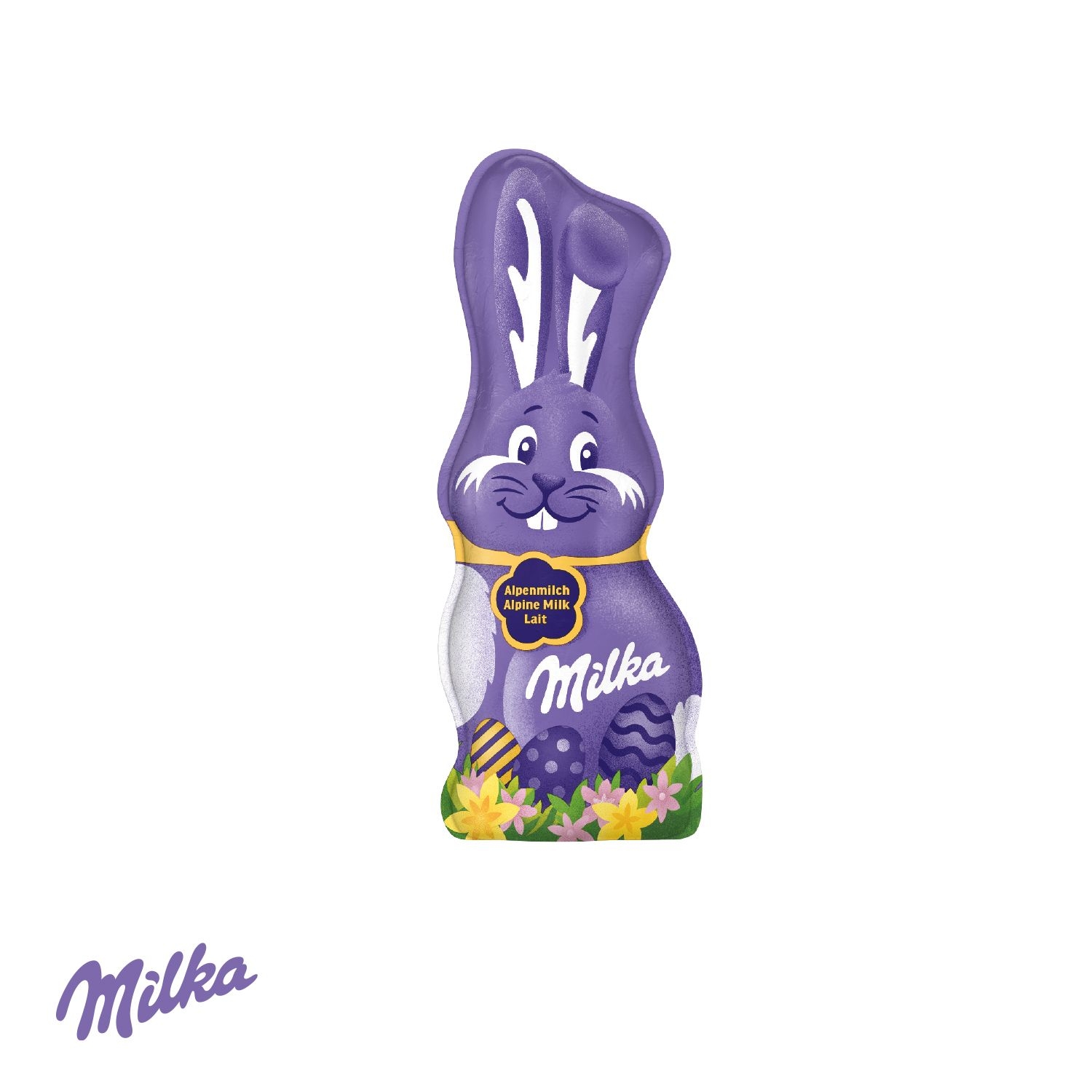 CD94572-01Milka Schmunzelhase in der Werbebox_ 45 g_ Milka Schmunzelhase