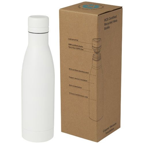 PF100736-1Vasa RCS-zertifizierte Kupfer-Vakuum Isolierflasche aus recyceltem Edelstahl_ 500 ml_ weiss