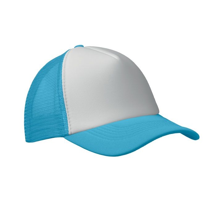 MO2269-86Bubble Trucker cap 5 panels_ weiss_tuerkis