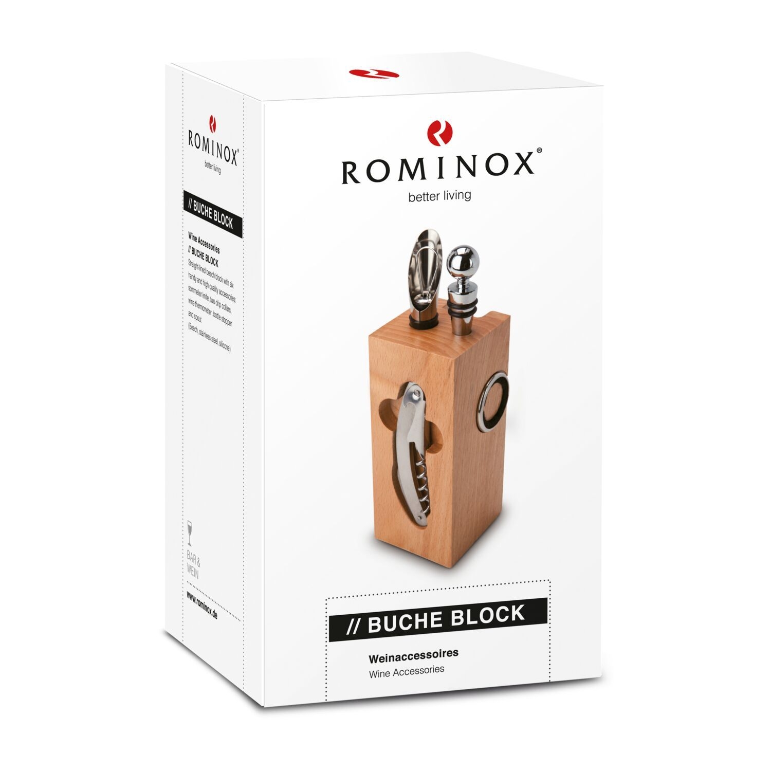 RP1438Buche-Block mit Wein