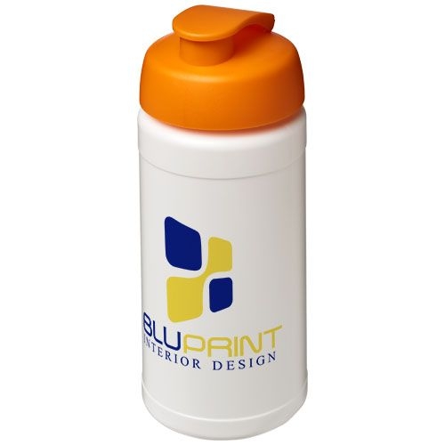 PF210068-8Baseline® Plus 500 ml Sportflasche mit Klappdeckel_ weiss_orange