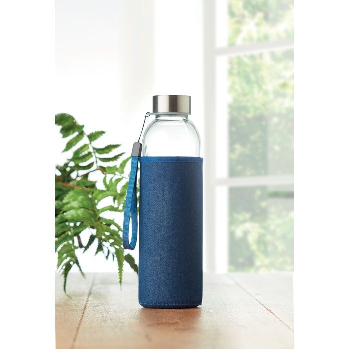 MO6192-04Utah Denim Trinkflasche Glas 500ml_ blau