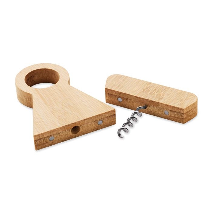 MO3104-40Standturn Flaschenhalter _ Oeffner Bambus_ holz