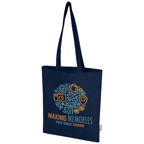 PF120760-5Madras Blend 140 g_m² Tragetasche aus GRS-recycelter Baumwolle 7L_ navy