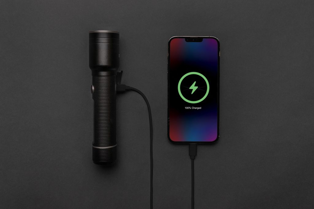 XDP513.93-1Heavy-Duty USB-Taschenlampe aus RCS recyceltem Aluminium_ schwarz